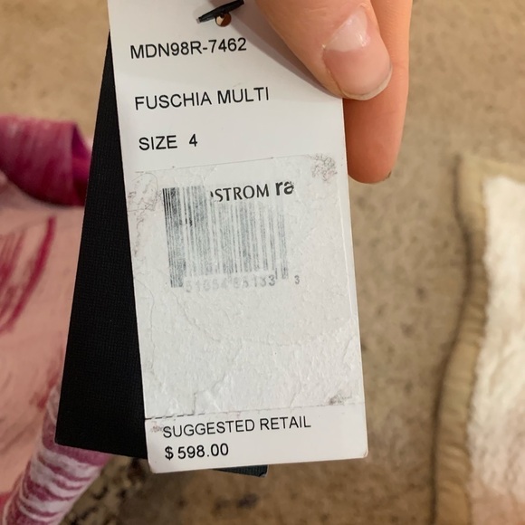 Lafayette 148 fuschia pink multi scoop neck dress Barbie - Picture 5 of 5